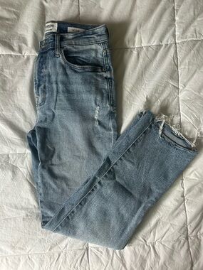 kenzie Light Blue Straight Leg Jeans with Raw Hem